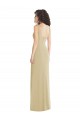 Champanhe Trombeta Decote Quadrado Crepe Esticado Longo Formais Vestidos de Madrinha / Vestidos de Festa Outlet