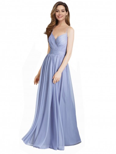Chiffon & Renda Linha A Abrir de volta Amor Longo Vestidos de Madrinha Outlet