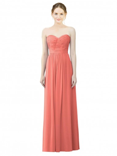 Coral Linha A Amor Chiffon Longo Vestidos de Madrinha Outlet