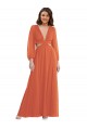 Firecracker Linha A Decote V Alto Baixo Chiffon Alto Baixo, Longo Alto Baixo Vestidos de Madrinha Outlet