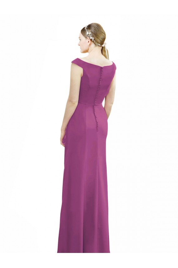 Frutos Silvestres Sereia Decote Barco Chiffon Longo Vestidos de Madrinha Outlet