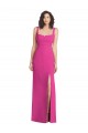 Fúcsia Trombeta Decote Quadrado Crepe Esticado Longo Vestidos de Madrinha / Vestidos de Festa Outlet