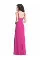 Fúcsia Trombeta Decote Quadrado Crepe Esticado Longo Vestidos de Madrinha / Vestidos de Festa Outlet