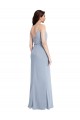 Fumo Azul Bainha Alças finas Crepe Esticado Longo Formais Vestidos de Madrinha / Vestidos de Festa Outlet