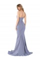Fumo Azul Sereia Amor Crepe Esticado Longo Formais Vestidos de Madrinha / Vestidos de Festa Outlet