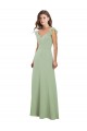 Fumo Verde Chiffon Linha A Mangas Curtas Amor Longo Vestidos de Madrinha Outlet