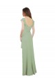Fumo Verde Chiffon Linha A Mangas Curtas Amor Longo Vestidos de Madrinha Outlet