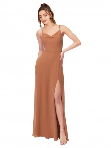 Jacarandá Linha A Decote Capuz Chiffon Longo Vestidos de Madrinha Outlet