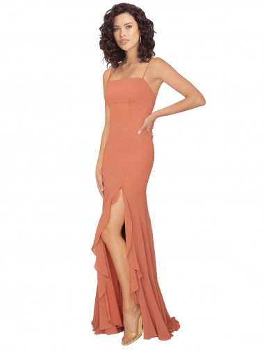 Jacarandá Linha A Decote Quadrado Chiffon Longo Vestidos de Madrinha Outlet