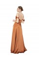Laranja Linha A Alças finas Cetim Sedoso Longo Formais Vestidos de Madrinha / Vestidos de Festa Outlet