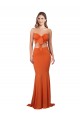Laranja Sereia Sem alças Spandex Longo Formais Vestidos de Madrinha / Vestidos de Festa Outlet