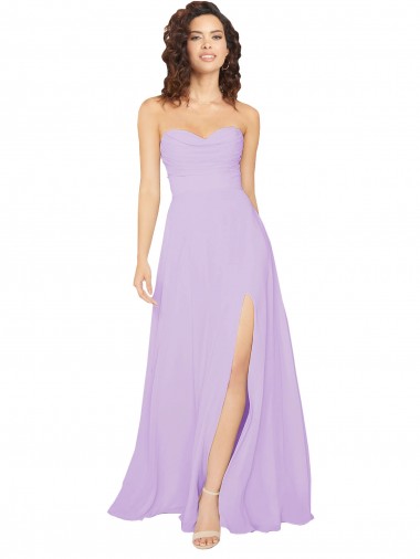 Lilás Chiffon Linha A Sem Mangas Amor Longo Vestidos de Madrinha Outlet