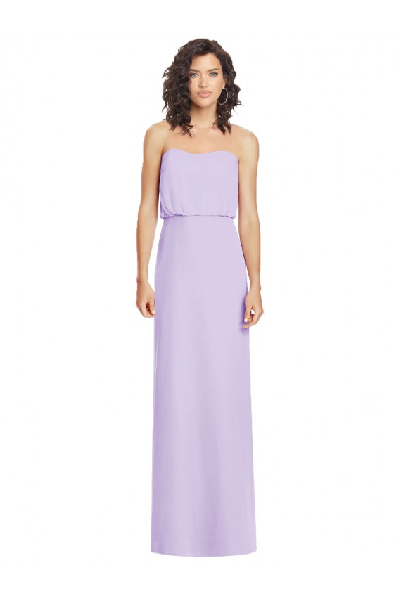 Lilás Chiffon Sem Mangas Sem alças Linha A Longo Vestidos de Madrinha Outlet
