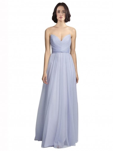 Lilás Linha A Alças finas Tule Longo Vestidos de Madrinha Outlet