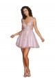 Linha A Decote V Curto Tule Curto Vestidos de Madrinha / Vestidos de Homecoming Outlet