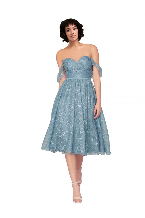 Linha A Fora do Ombro Renda Curto Vestidos de Madrinha / Vestidos de Homecoming Outlet