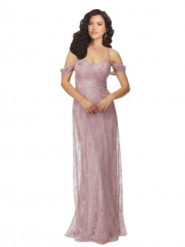 Linha A Fora do Ombro Renda Longo Vestidos de Madrinha Outlet
