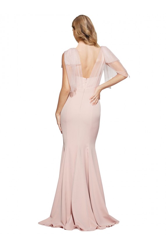 Malva Bainha Amor Crepe Esticado & Tule Longo Formais Vestidos de Madrinha / Vestidos de Festa Outlet