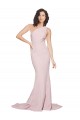 Malva Bainha Um Ombro Comboio Varredela Crepe Esticado Longo Vestidos de Madrinha / Vestidos de Festa Outlet