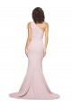 Malva Bainha Um Ombro Comboio Varredela Crepe Esticado Longo Vestidos de Madrinha / Vestidos de Festa Outlet