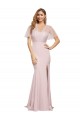 Malva Bainha Um Ombro Crepe Esticado & Tule Longo Formais Vestidos de Madrinha / Vestidos de Festa Outlet