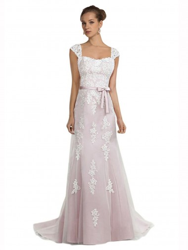 Marfim & Rosa Sereia Sem alças Comboio Varredela Tule & Renda Longo Vestidos de Noiva Outlet