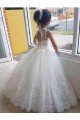 Marfim Tule & Renda Vestido de Baile Buraco da fechadura Decote Alto Longo Vestidos para meninas de flores Outlet