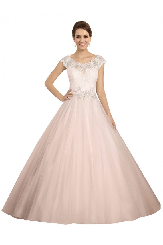 Marfim Vestido de Baile Barco Comboio Capela Renda Longo Vestidos de Noiva Outlet