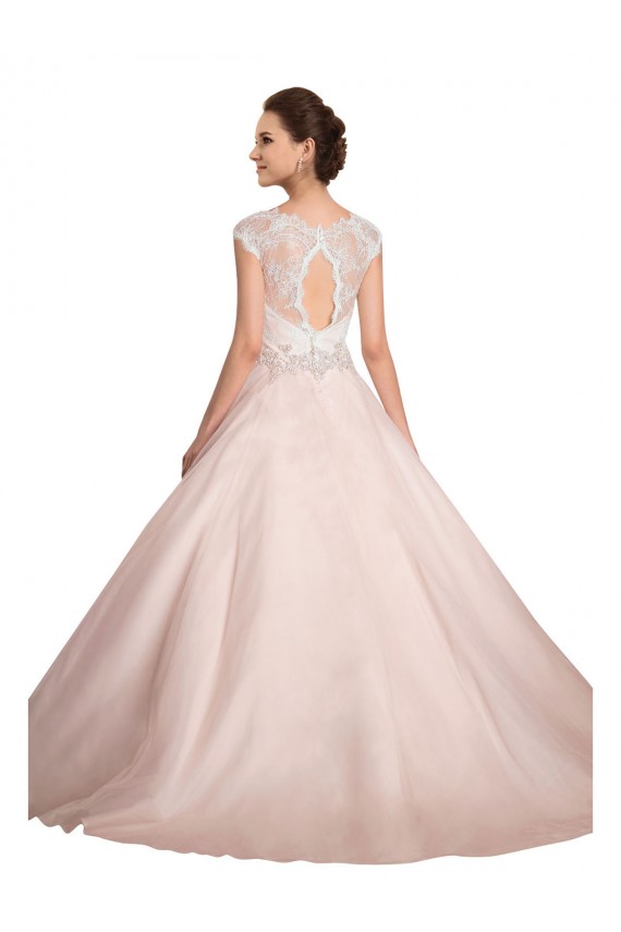 Marfim Vestido de Baile Barco Comboio Capela Renda Longo Vestidos de Noiva Outlet