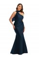 Marinha Negra Cetim Sedoso Sereia Cabeçada Longo Formais Vestidos de Madrinha / Vestidos de Noite / Vestidos de Festa Outlet