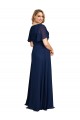 Marinha Negra Chiffon Linha A Decote V Longo Formais Vestidos de Madrinha / Vestidos de Noite / Vestidos de Festa Outlet