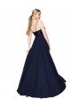 Marinha Negra Linha A Alças finas Chiffon & Lantejoulas Longo Vestidos de Madrinha / Vestidos de Festa Outlet