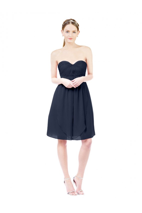 Marinha Negra Linha A Amor Chiffon Curto Vestidos de Madrinha / Vestidos de Homecoming Outlet