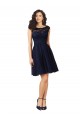 Marinha Negra Linha A Barco Tule & Renda Curto Vestidos de Madrinha / Vestidos de Homecoming Outlet