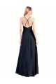 Marinha Negra Linha A Decote V Chiffon Longo Vestidos de Madrinha / Vestidos de Festa Outlet