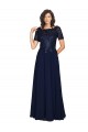 Marinha Negra Linha A Decote redondo Chiffon Longo Vestidos de Madrinha / Vestidos de Festa Outlet