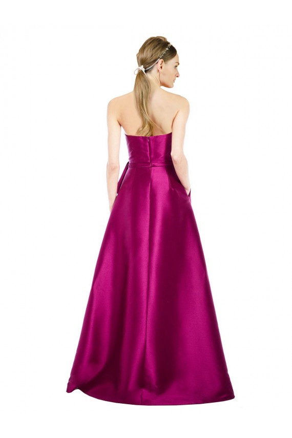 Merlot Linha A Decote V Cetim Longo Vestidos de Madrinha / Vestidos de Festa Outlet