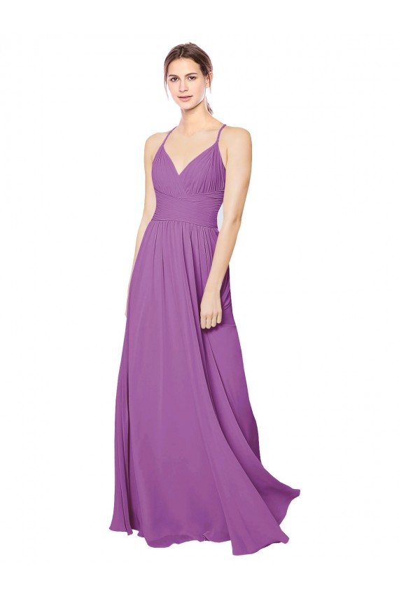 Narciso Chiffon Linha A Criss Cruz Amor Longo Vestidos de Madrinha Outlet