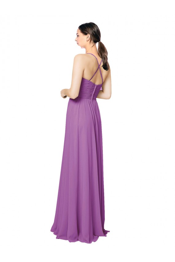 Narciso Chiffon Linha A Criss Cruz Amor Longo Vestidos de Madrinha Outlet
