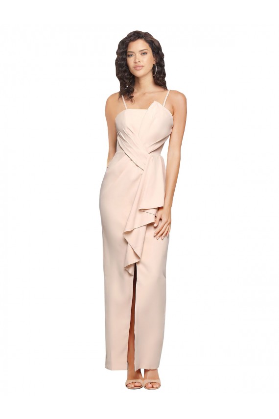 Nu Bainha Sem alças Crepe Esticado Longo Vestidos de Madrinha / Vestidos de Festa Outlet