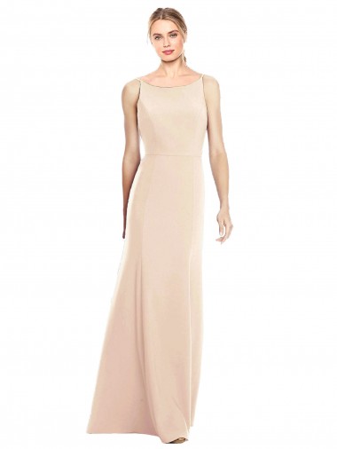 Nu Trombeta Barco Crepe Esticado Longo Vestidos de Madrinha / Vestidos de Festa Outlet