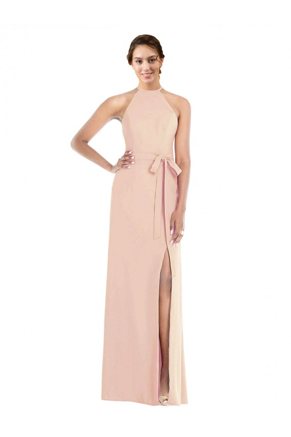 Nu Trombeta Cabeçada Crepe Esticado Longo Formais Vestidos de Madrinha / Vestidos de Festa Outlet