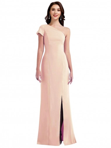 Nu Trombeta Um Ombro Crepe Esticado Longo Formais Vestidos de Madrinha / Vestidos de Festa Outlet