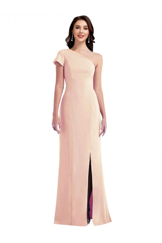 Nu Trombeta Um Ombro Crepe Esticado Longo Formais Vestidos de Madrinha / Vestidos de Festa Outlet