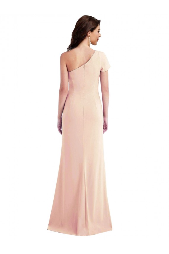 Nu Trombeta Um Ombro Crepe Esticado Longo Formais Vestidos de Madrinha / Vestidos de Festa Outlet
