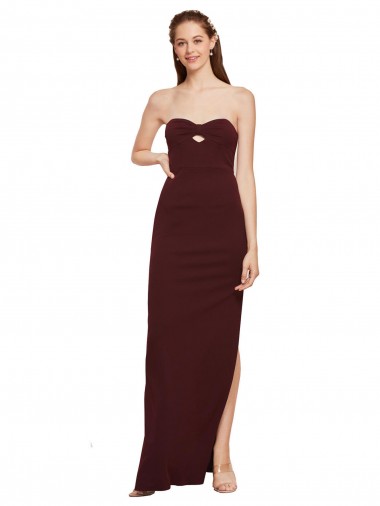 Ouro Borgonha Bainha Sem alças Crepe Esticado Longo Formais Vestidos de Madrinha / Vestidos de Festa Outlet