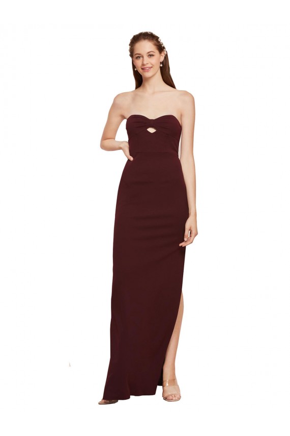 Ouro Borgonha Bainha Sem alças Crepe Esticado Longo Formais Vestidos de Madrinha / Vestidos de Festa Outlet