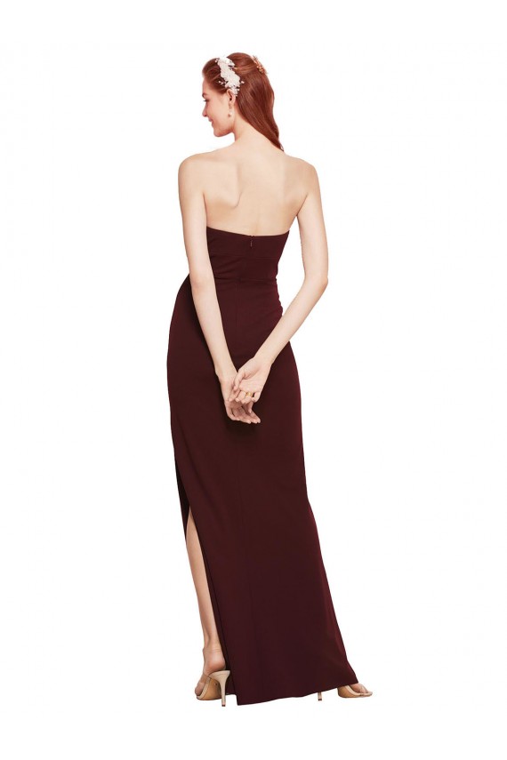 Ouro Borgonha Bainha Sem alças Crepe Esticado Longo Formais Vestidos de Madrinha / Vestidos de Festa Outlet