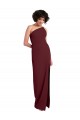 Ouro Borgonha Crepe Esticado Bainha Um Ombro Longo Formais Vestidos de Madrinha / Vestidos de Noite / Vestidos de Festa Outlet