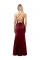 Ouro Borgonha Crepe Esticado Sereia Criss Cruz Decote Alto Longo Formais Vestidos de Madrinha / Vestidos de Noite / Vestidos de Festa Outlet